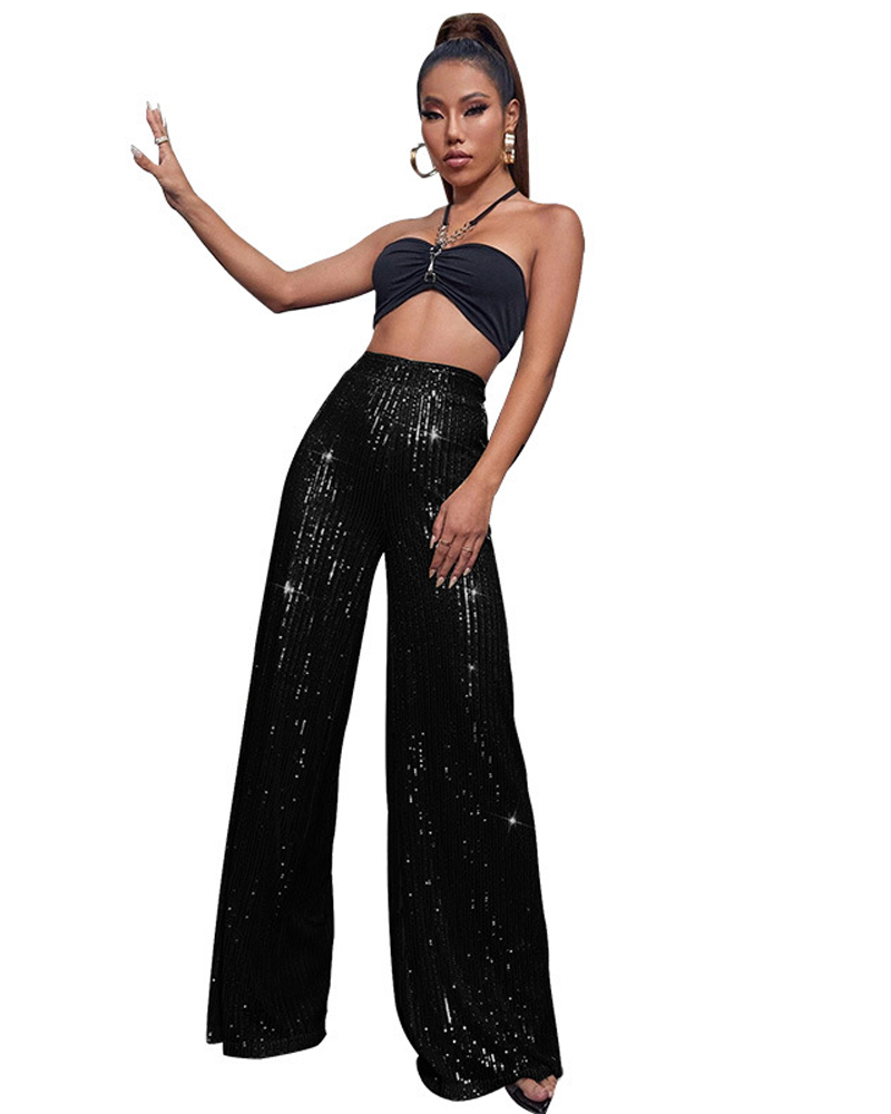 Dazzling Holiday Glitter Pants Dazzling Black