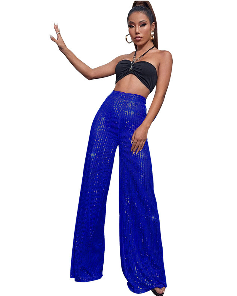 Dazzling Holiday Glitter Pants Dazzling Blue