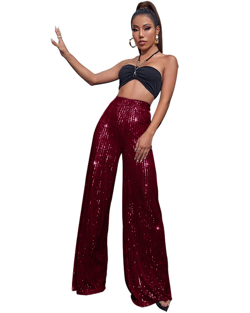 Dazzling Holiday Glitter Pants Dazzling Burgundy