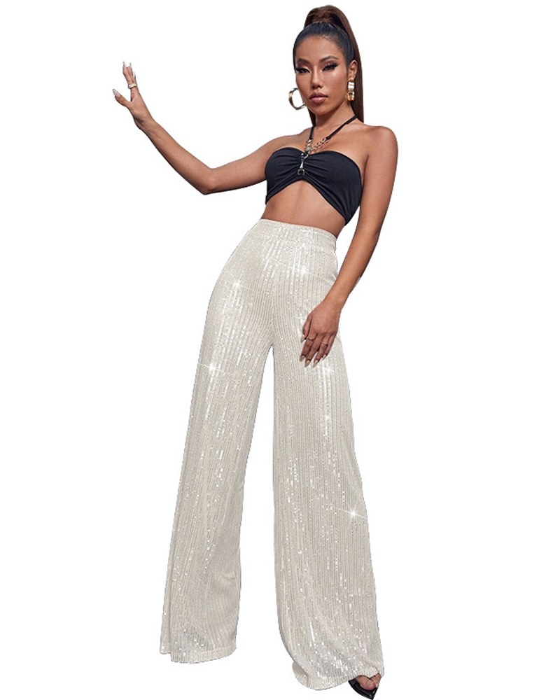 Dazzling Holiday Glitter Pants Dazzling Silver White