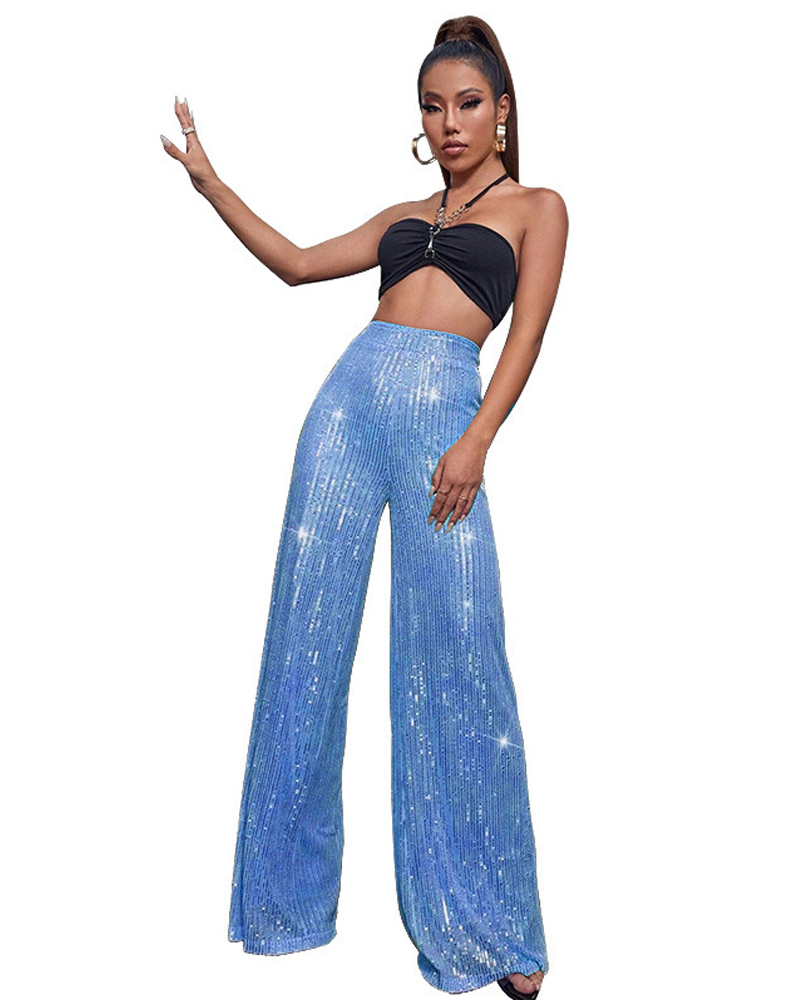 Dazzling Holiday Glitter Pants Dazzling Sky Blue
