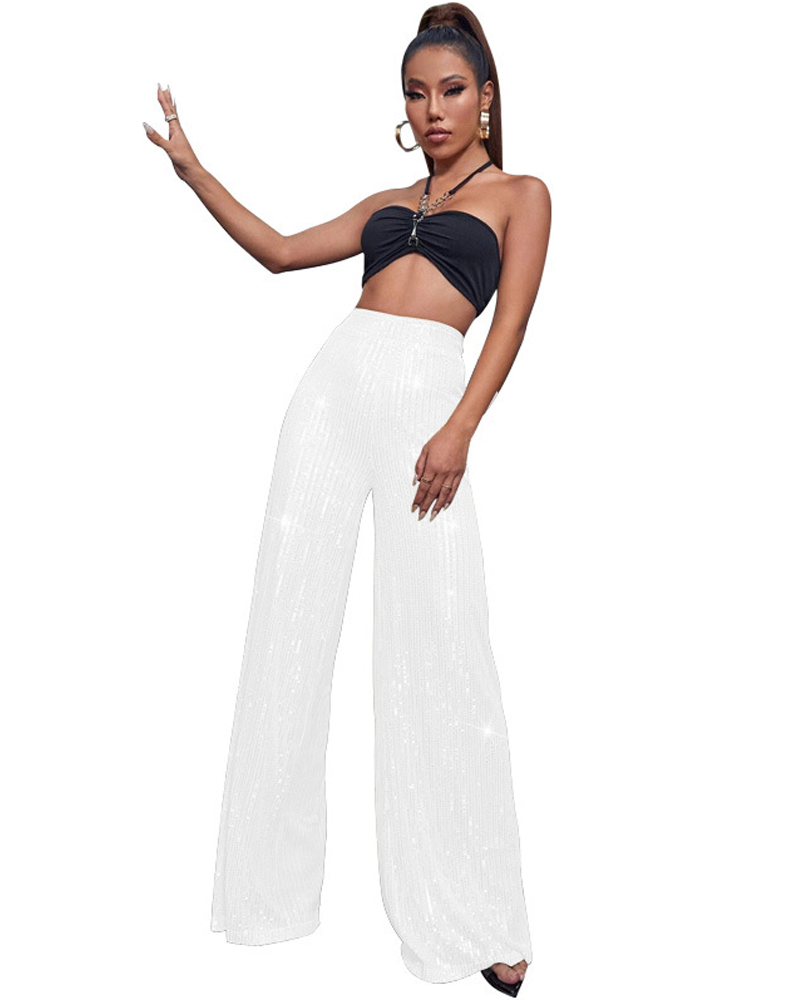 Dazzling Holiday Glitter Pants Dazzling White