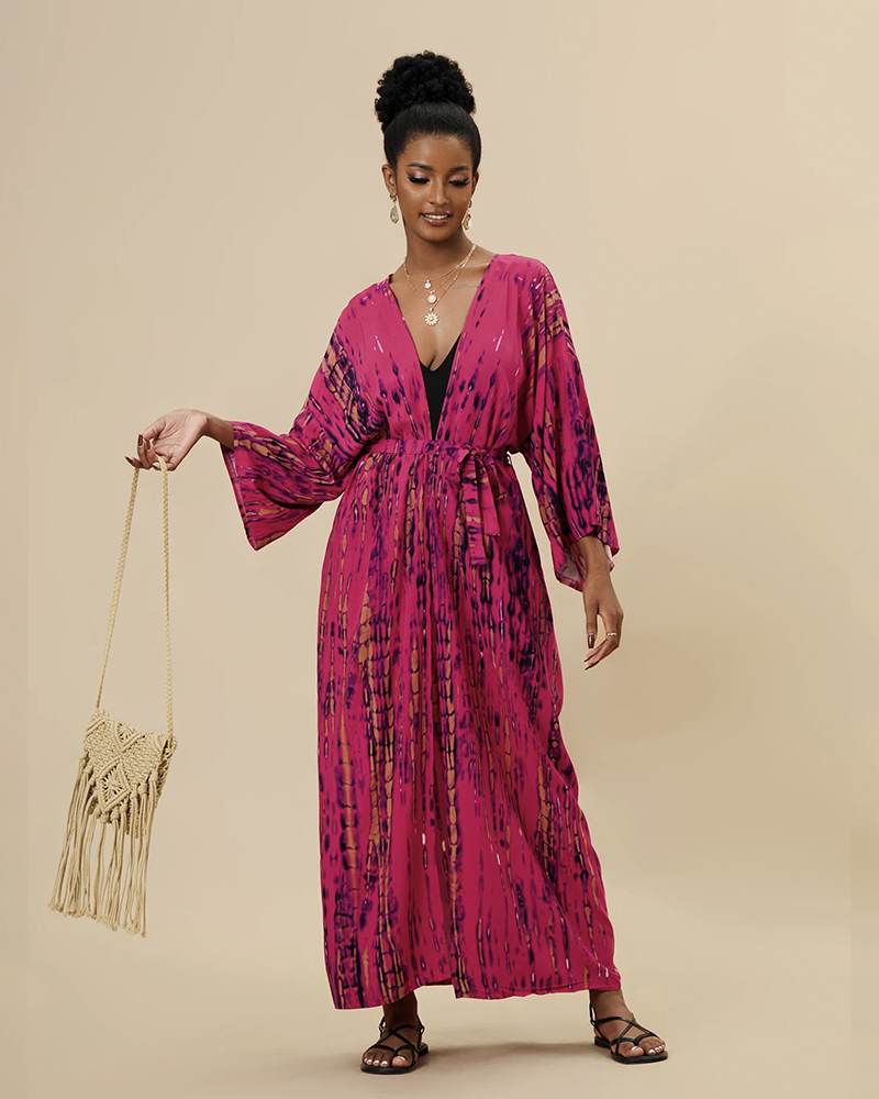 Deja Tie Dye Beach Kimono Deja Rose One Size Fits All