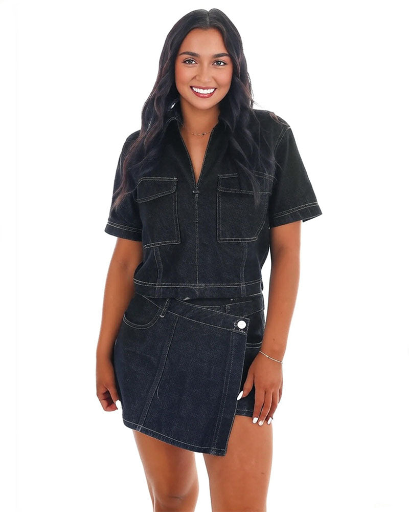 Denim Duo Two Piece Set Black Denim