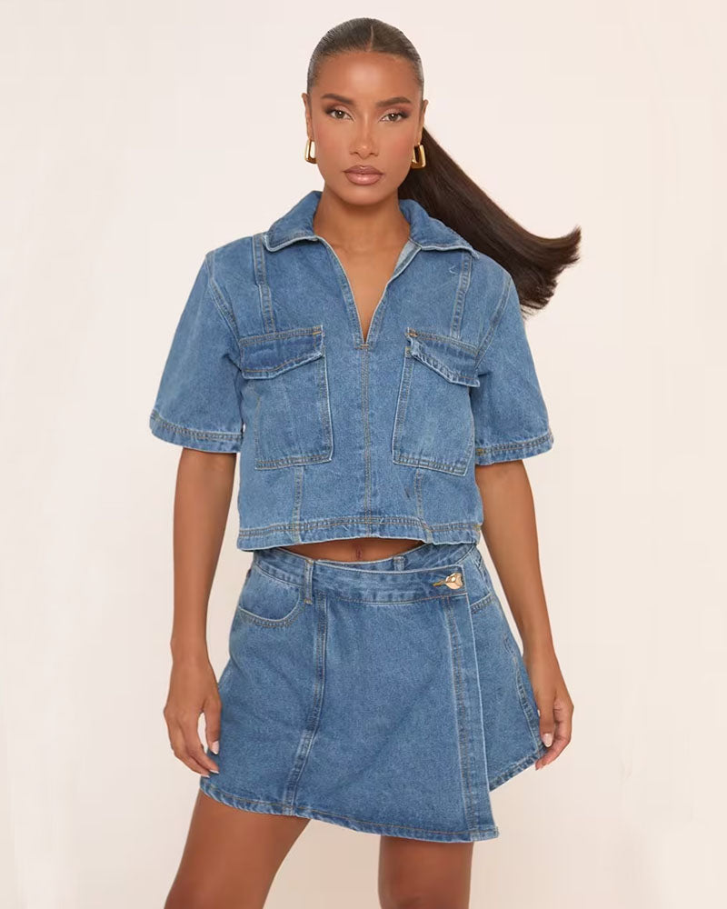 Denim Duo Two Piece Set Denim Blue