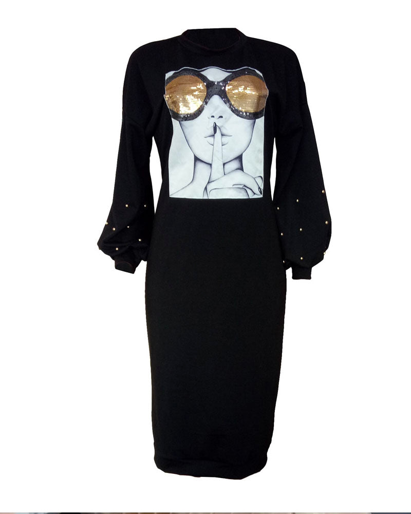 Don't Talk Just Listen Dress Black