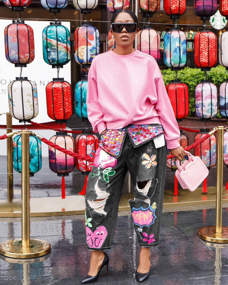 Dope Embellished Jeans Black-Denim