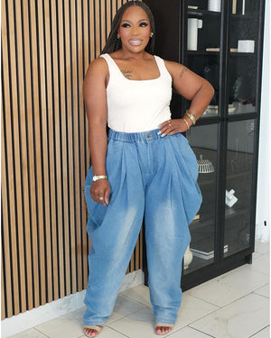 Draped in Denim Pants