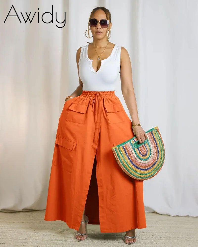Drawstring high waist skirt