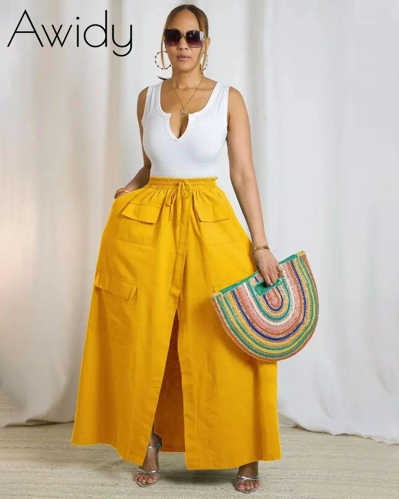 Drawstring high waist skirt