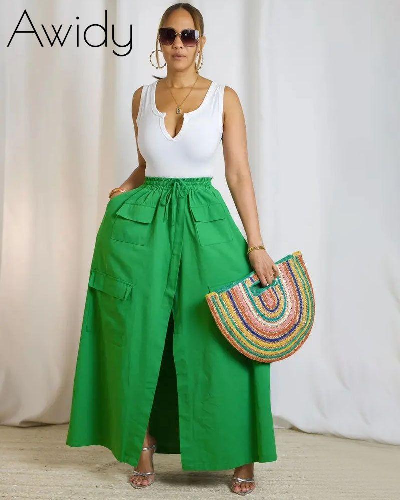 Drawstring high waist skirt