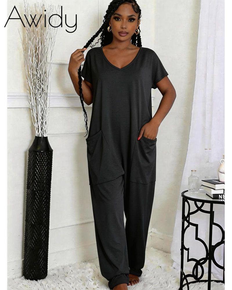 Drop Crotch Jumpsuit With Pockets