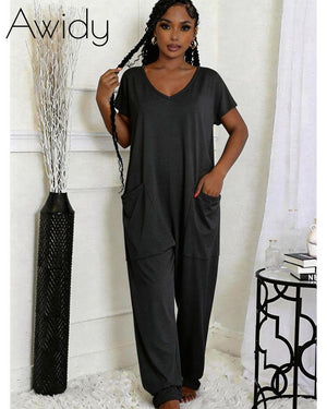 Drop Crotch Jumpsuit With Pockets