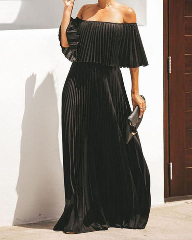ELEGANT PLEATED DRESS BLACK