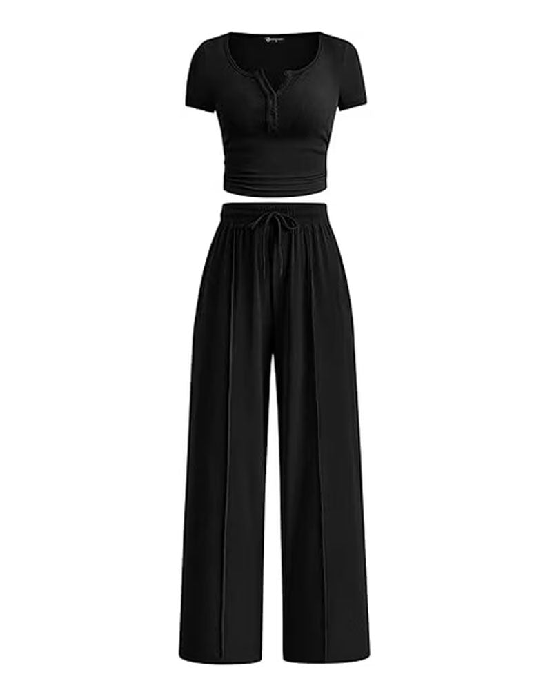 Easy Hours Button-Top Pant Set