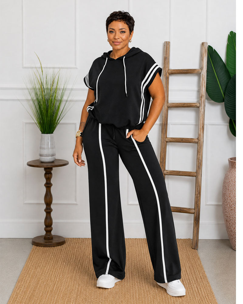 Easy Pace Hooded Wide-Leg Pant Set