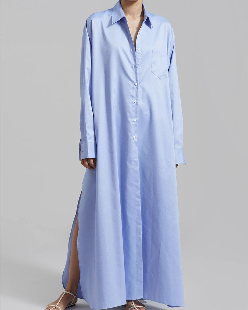 Eleanor Oversized Shirt Maxi Dress Blue One Size