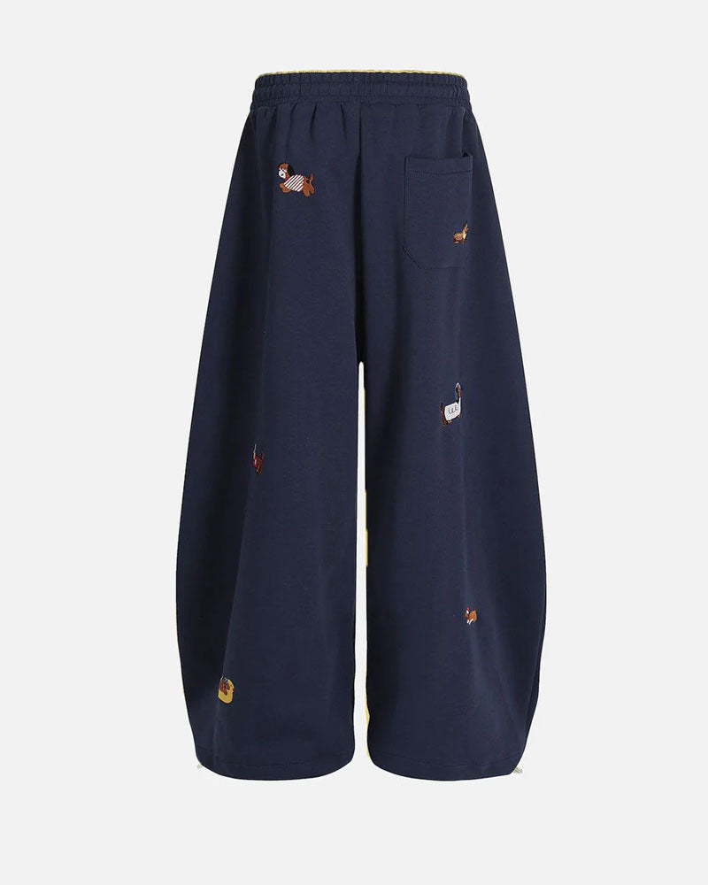 Embroidery Puppy Barrel Sweatpants
