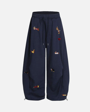 Embroidery Puppy Barrel Sweatpants