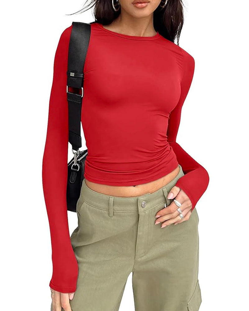 Fall Comfy Basic Top Red