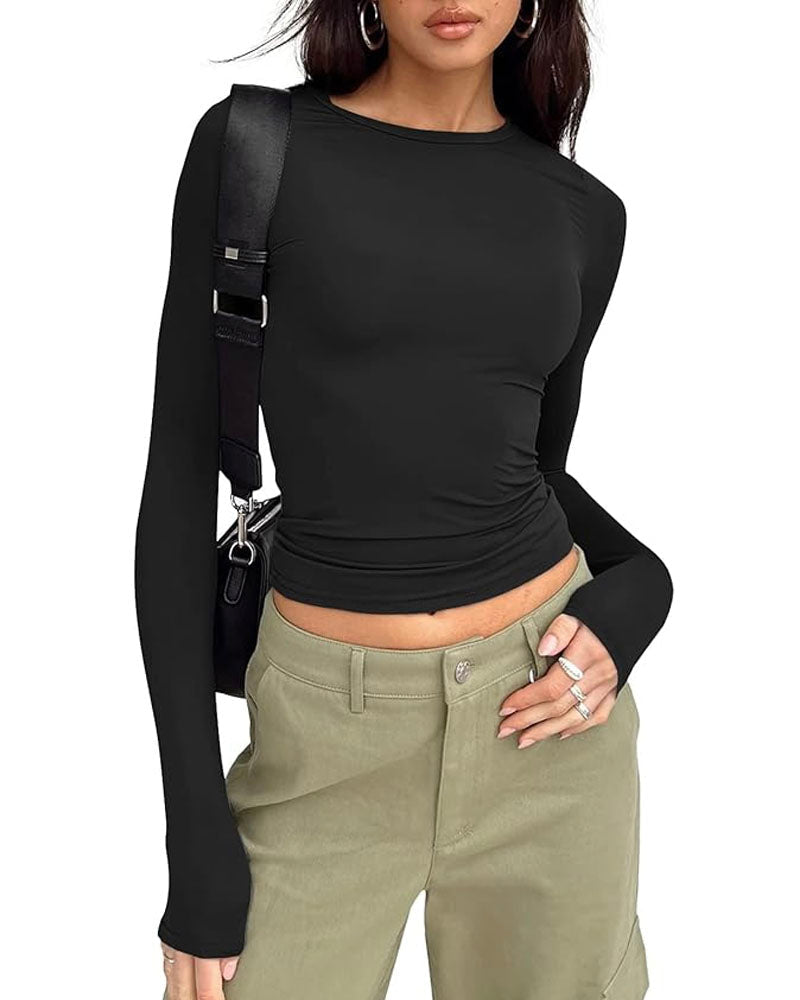 Fall Comfy Basic Top Black