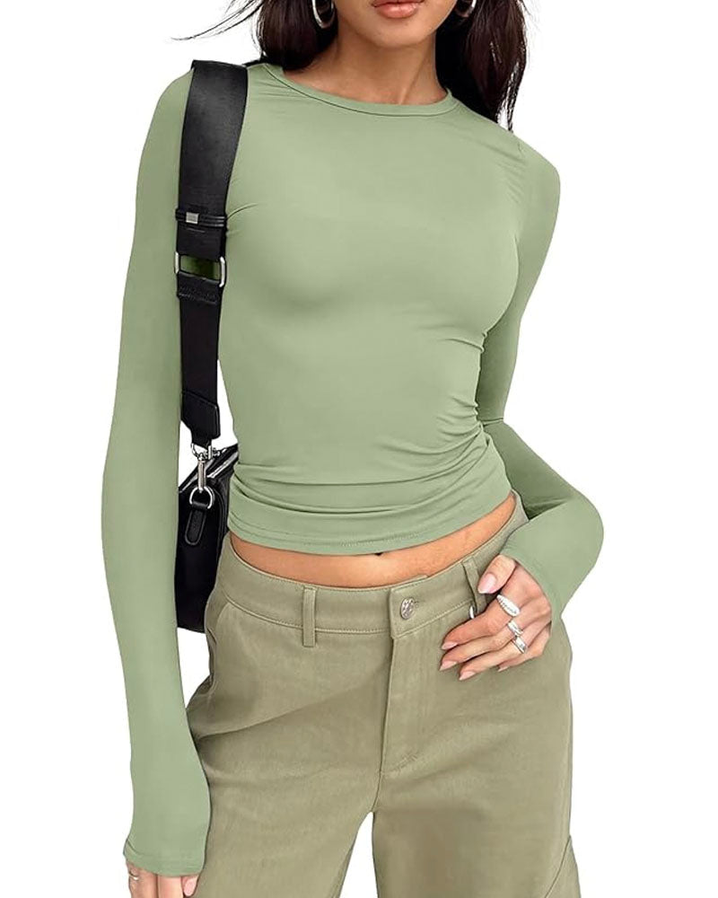 Fall Comfy Basic Top Sage