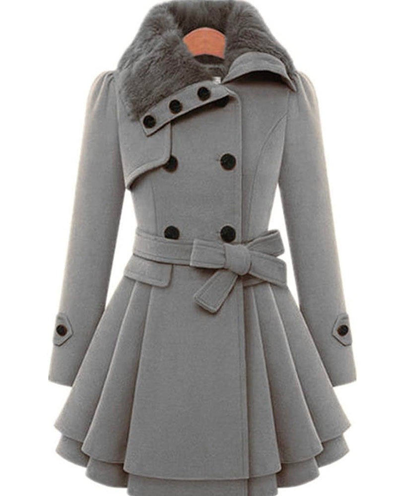Faux Fur Coat Jacket Light Grey