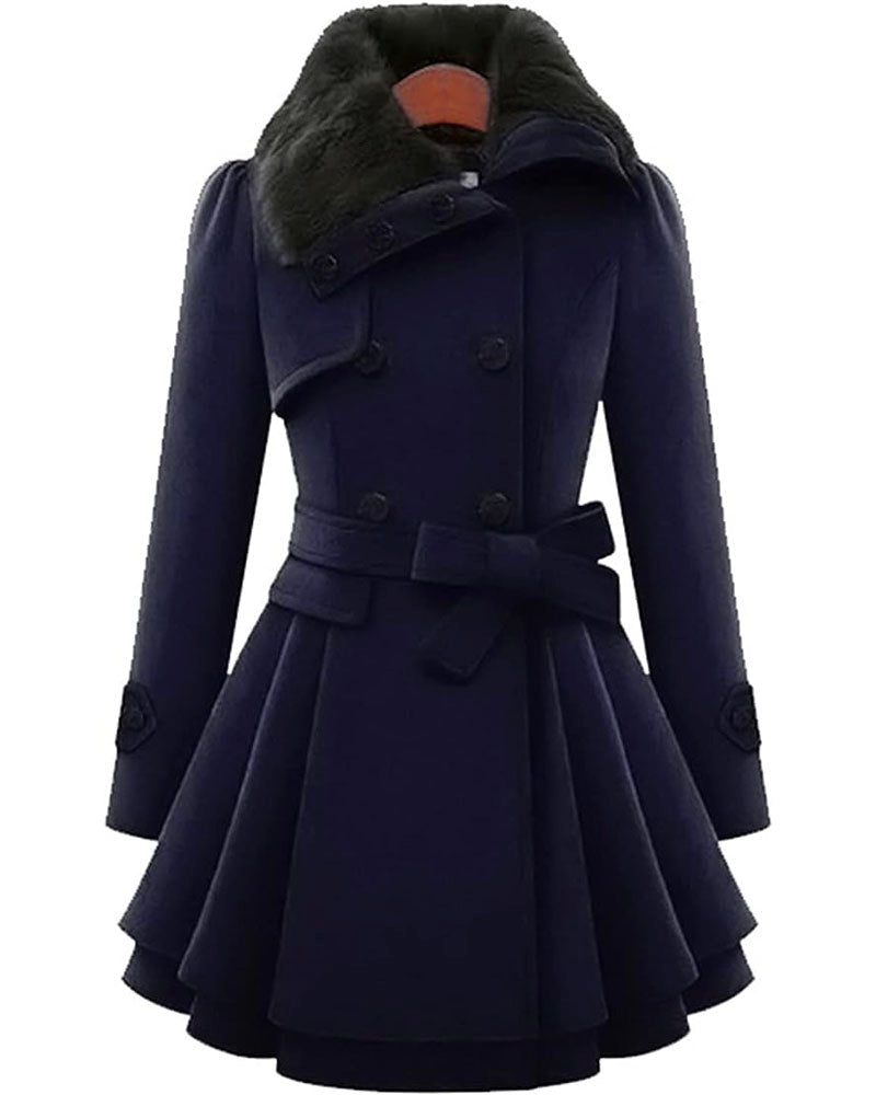 Faux Fur Coat Jacket Dark Blue
