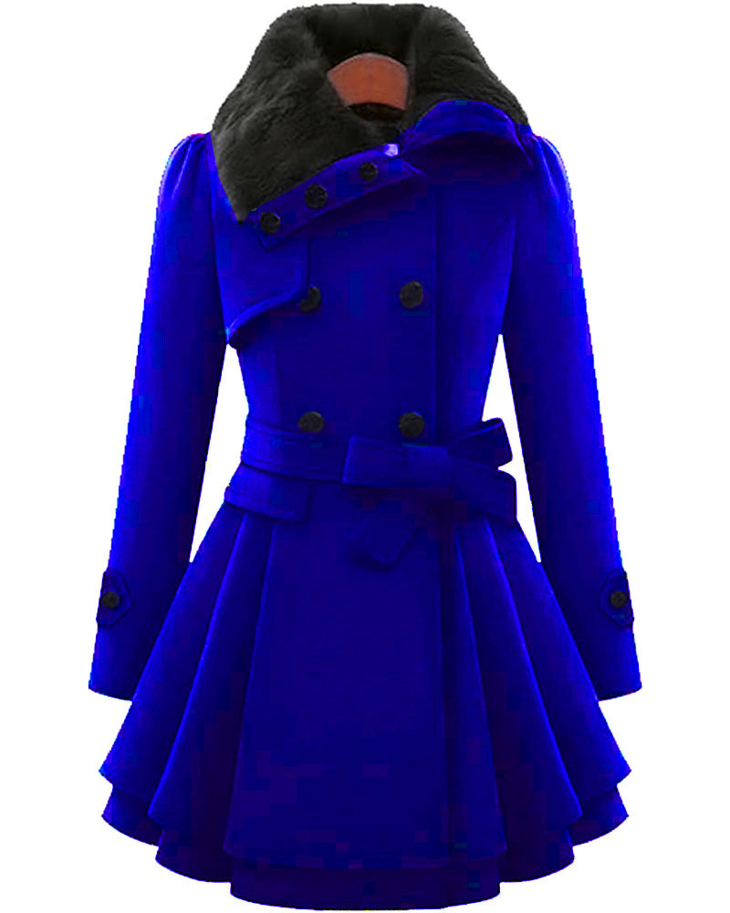 Faux Fur Coat Jacket Blue