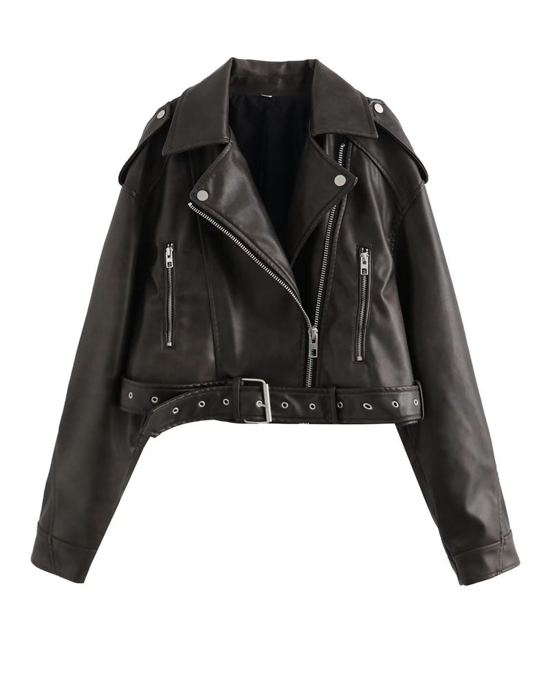 Make My Life Leather Cropped Jacket