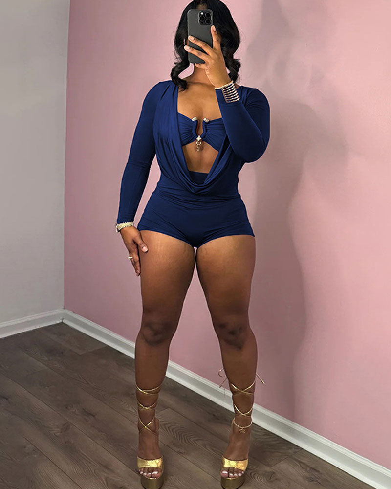 Fine As Wine Romper Blue