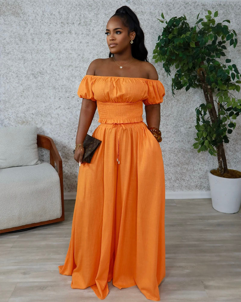 Fiona Linen Pants Set Orange
