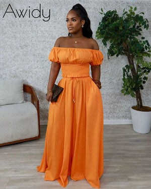Fiona Linen Pants Set Orange