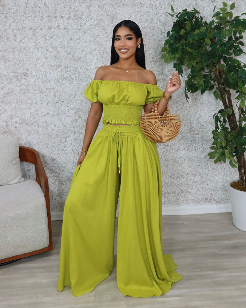 Fiona Linen Pants Set Green