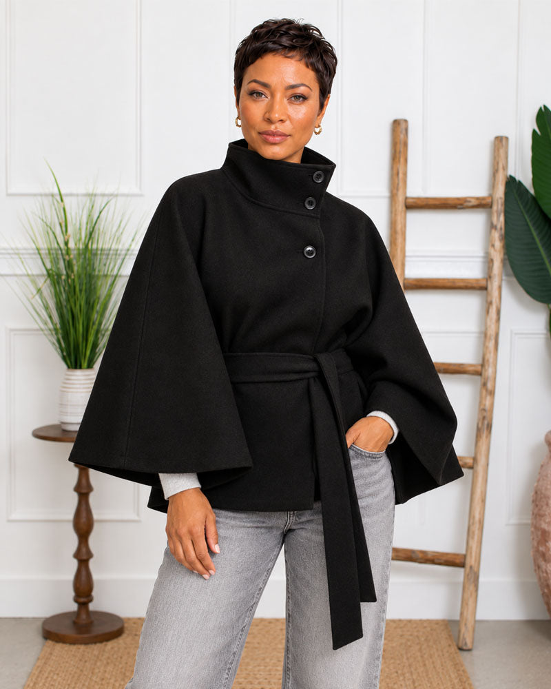 First Impression Belted Cape Coat