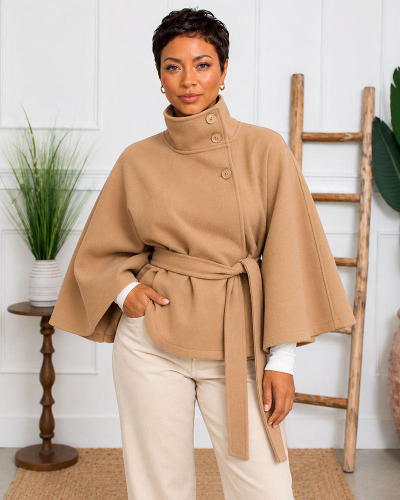 First Impression Belted Cape Coat