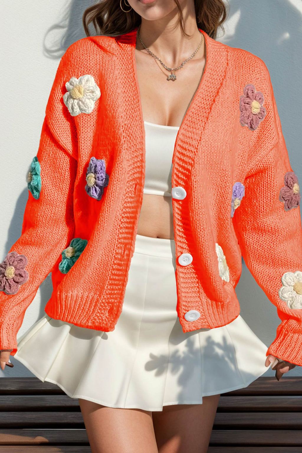Floral Crochet Button-deon Cardigan