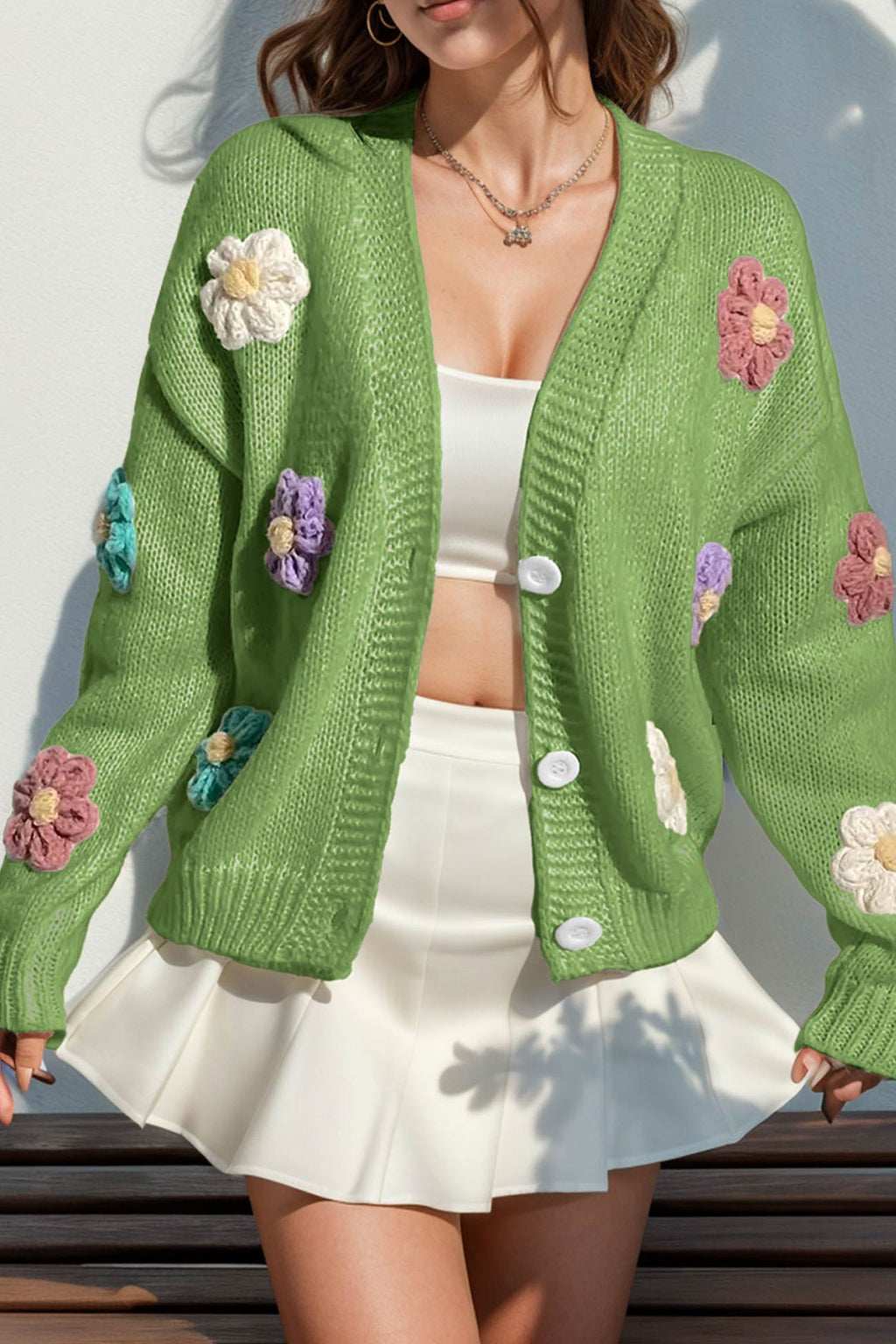 Floral Crochet Button-deon Cardigan