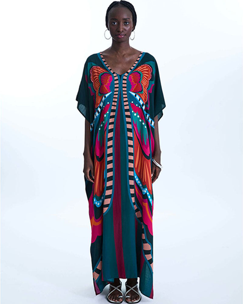 Floral Maxi Beach Dress ONESIZE ROSE