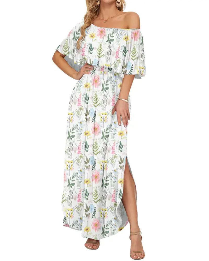 Floral Ruffle Off Shoulder Dress