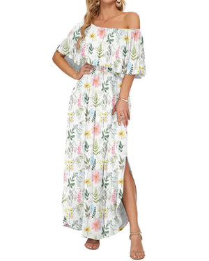 Floral Ruffle Off Shoulder Dress