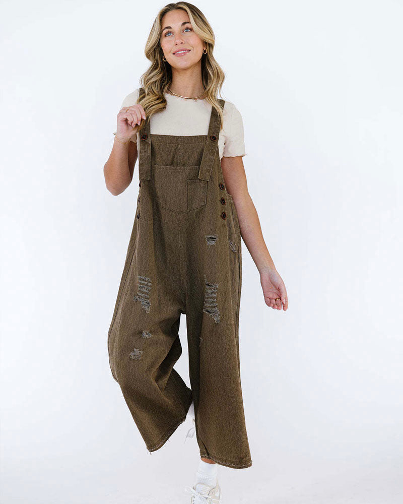 Frankie Denim Overalls Coffee