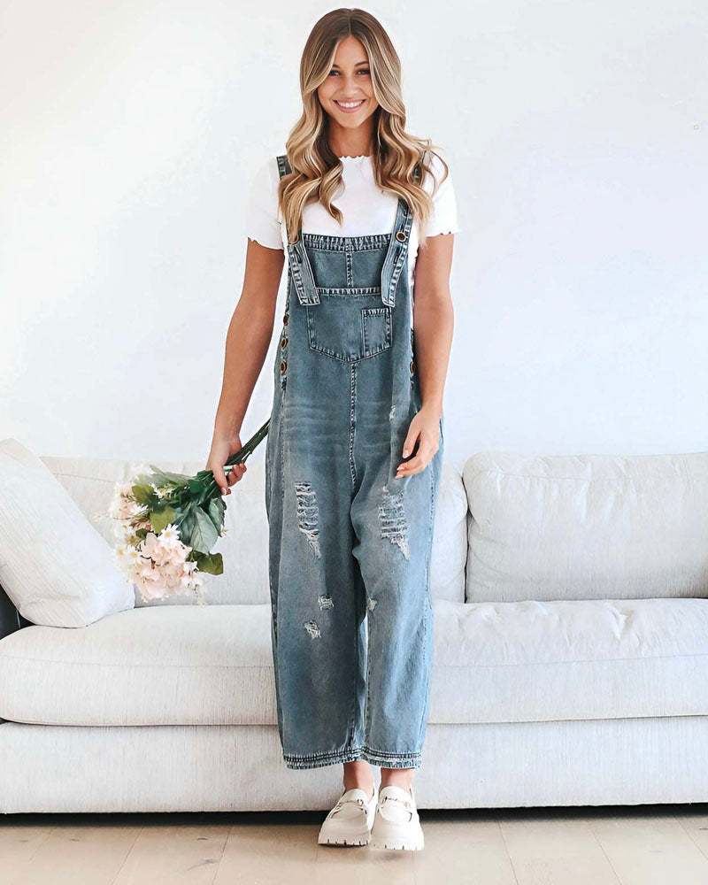 Frankie Denim Overalls Denim Blue