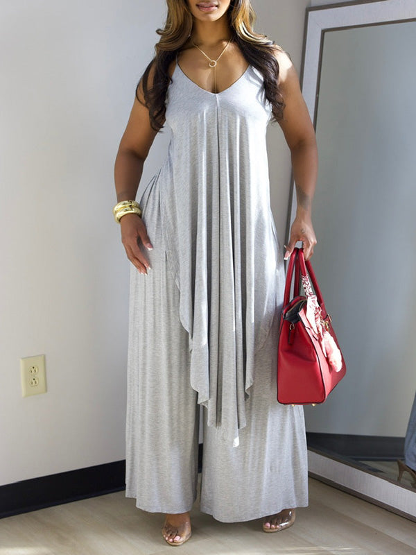 Solid Cami Tunic Top & Wide-Leg Pants Set