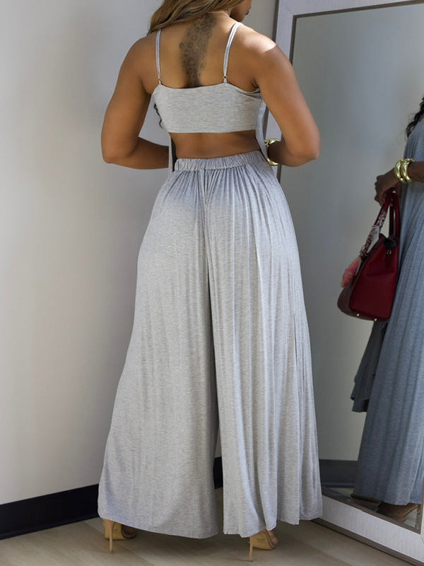 Solid Cami Tunic Top & Wide-Leg Pants Set