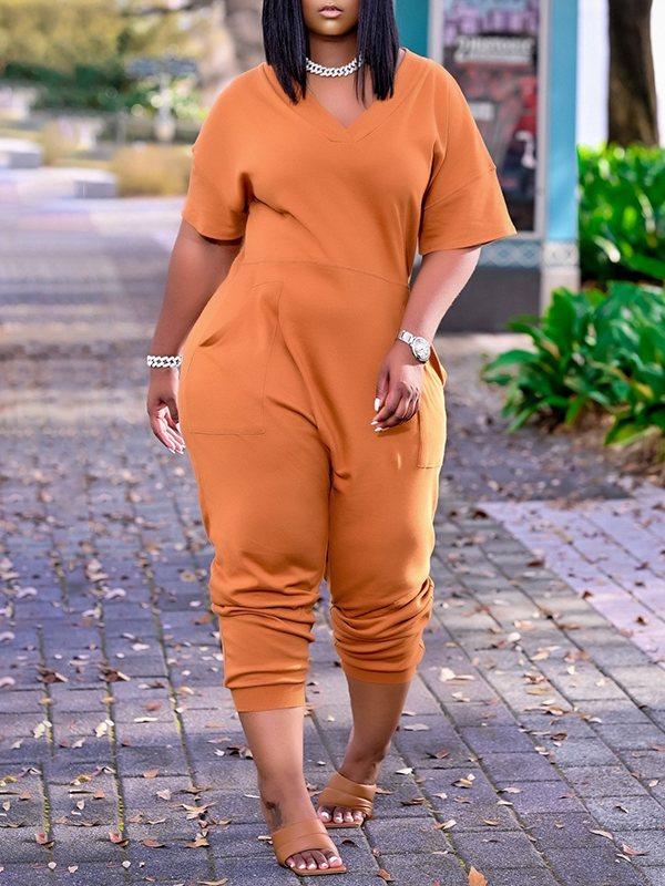 Solider Jumpsuit mit V-Ausschnitt