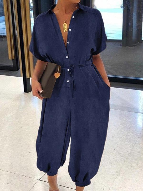 Indiebeautie – Jeans-Jumpsuit mit Knopfleiste und Gürtel