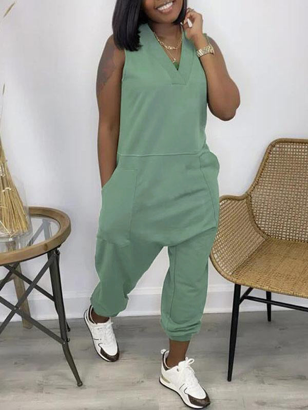 Ärmelloser Jumpsuit mit V-Ausschnitt