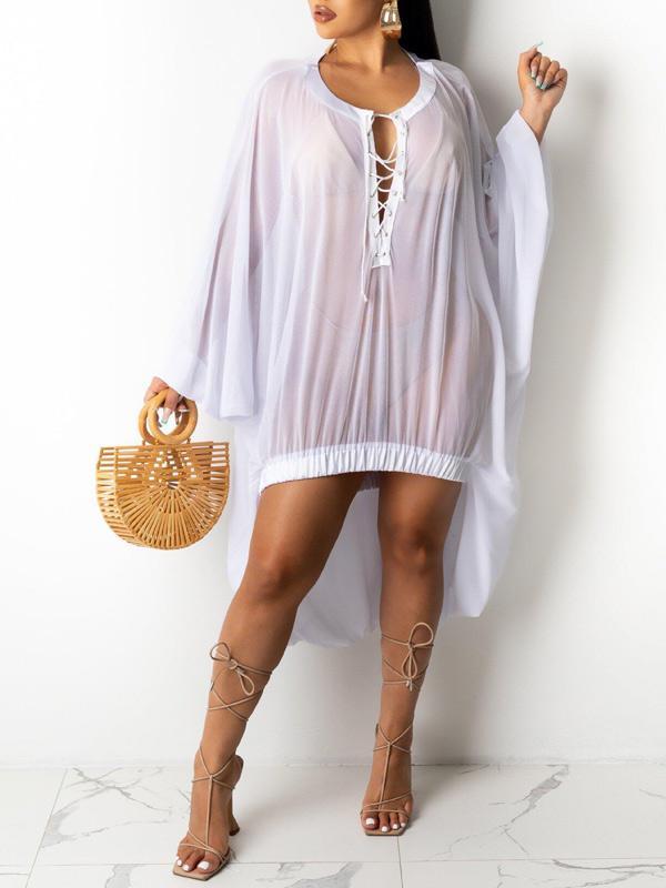 Tunique transparente à lacets