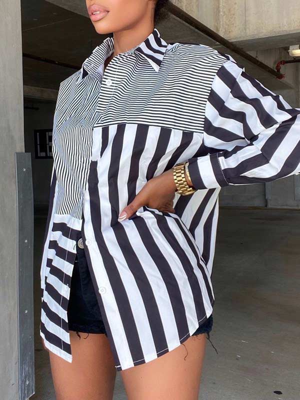 Chemise à rayures combinées